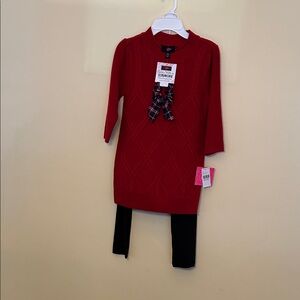 Iz Byer Kids Red Sweater with Plaid Bow